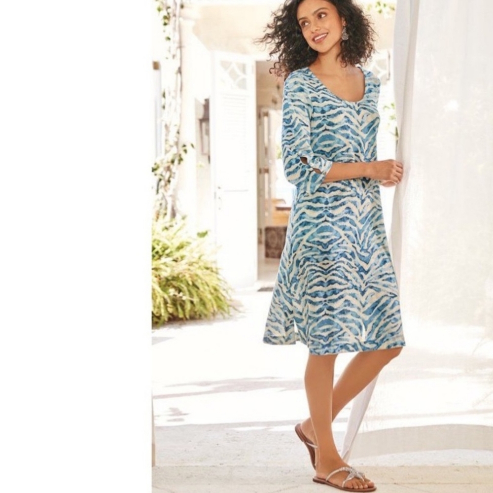 SALE Soft Surroundings Mercado Gauze Dress Blue